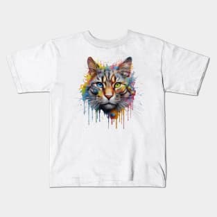 Cat Splash Art: Playful Fantasy Portrait #1 Kids T-Shirt